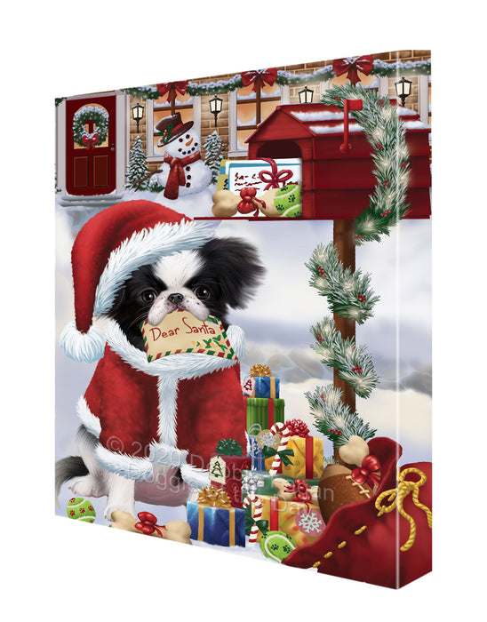 Christmas Dear Santa Mailbox Japanese Chin Dog Canvas Wall Art - Premium Quality Ready to Hang Room Decor Wall Art Canvas - Unique Animal Printed Digital Painting for Decoration CVS275