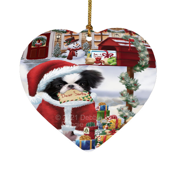 Christmas Dear Santa Mailbox Japanese Chin Dog Heart Christmas Ornament HPORA59006