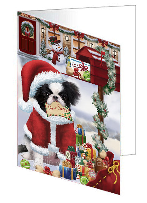 Christmas Dear Santa Mailbox Japanese Chin Dog Handmade Artwork Assorted Pets Greeting Cards and Note Cards with Envelopes for All Occasions and Holiday Seasons