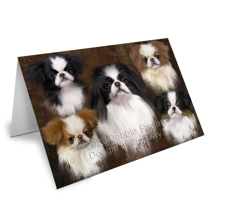 Rustic 5 Heads Japanese Chin Dogs Handmade Artwork Assorted Pets Greeting Cards and Note Cards with Envelopes for All Occasions and Holiday Seasons