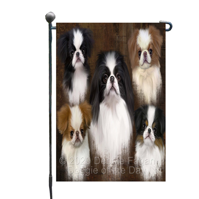 Rustic 5 Heads Japanese Chin Dogs Garden Flags Outdoor Decor for Homes and Gardens Double Sided Garden Yard Spring Decorative Vertical Home Flags Garden Porch Lawn Flag for Decorations