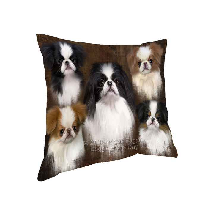 Rustic 5 Heads Japanese Chin Dogs Pillow with Top Quality High-Resolution Images - Ultra Soft Pet Pillows for Sleeping - Reversible & Comfort - Ideal Gift for Dog Lover - Cushion for Sofa Couch Bed - 100% Polyester