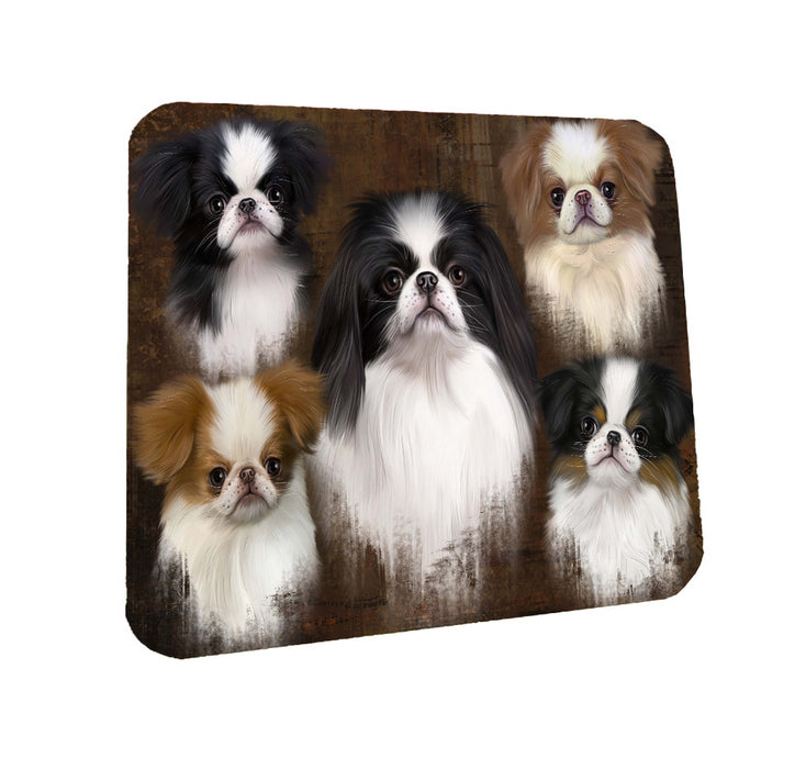 Rustic 5 Heads Japanese Chin Dogs Coasters Set of 4 CSTA58256