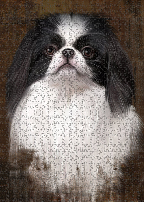 Rustic Japanese Chin Dog Portrait Jigsaw Puzzle for Adults Animal Interlocking Puzzle Game Unique Gift for Dog Lover's with Metal Tin Box PZL505
