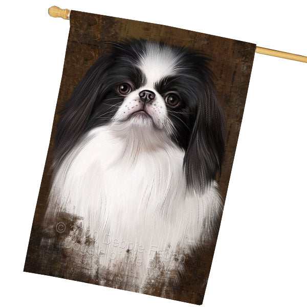 Rustic Japanese Chin Dog House Flag Outdoor Decorative Double Sided Pet Portrait Weather Resistant Premium Quality Animal Printed Home Decorative Flags 100% Polyester FLG69014