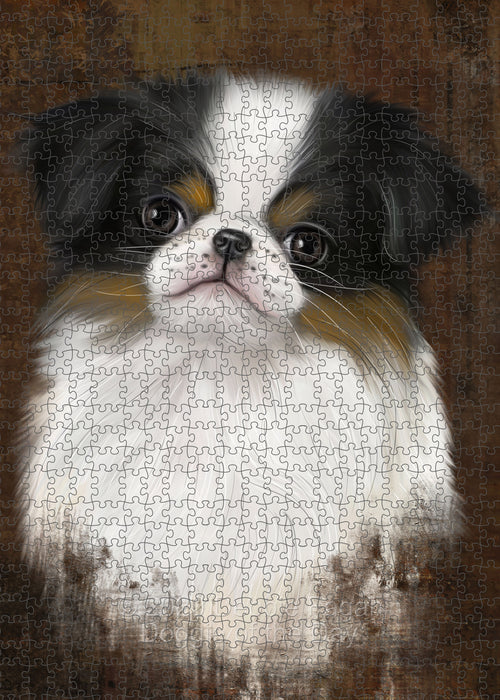 Rustic Japanese Chin Dog Portrait Jigsaw Puzzle for Adults Animal Interlocking Puzzle Game Unique Gift for Dog Lover's with Metal Tin Box PZL506