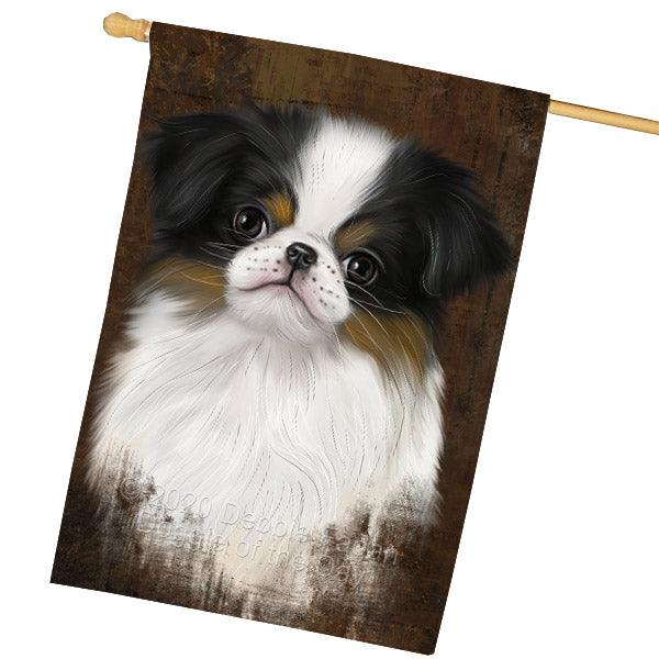 Rustic Japanese Chin Dog House Flag Outdoor Decorative Double Sided Pet Portrait Weather Resistant Premium Quality Animal Printed Home Decorative Flags 100% Polyester FLG69015