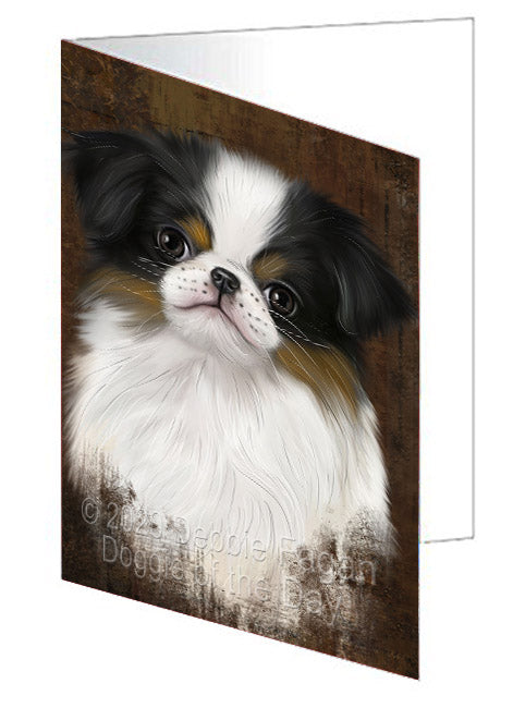 Rustic Japanese Chin Dog Handmade Artwork Assorted Pets Greeting Cards and Note Cards with Envelopes for All Occasions and Holiday Seasons