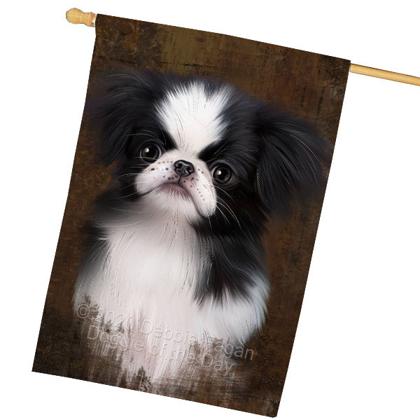 Rustic Japanese Chin Dog House Flag Outdoor Decorative Double Sided Pet Portrait Weather Resistant Premium Quality Animal Printed Home Decorative Flags 100% Polyester FLG69016