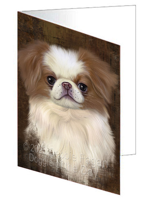 Rustic Japanese Chin Dog Handmade Artwork Assorted Pets Greeting Cards and Note Cards with Envelopes for All Occasions and Holiday Seasons