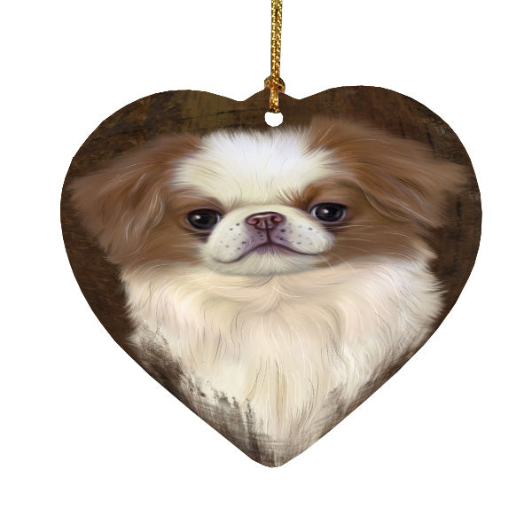 Rustic Japanese Chin Dog Heart Christmas Ornament HPORA58984