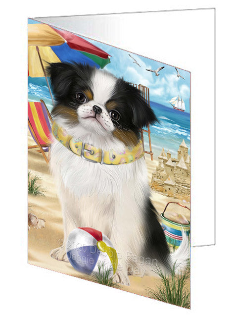 Pet Friendly Beach Japanese Chin Dog Handmade Artwork Assorted Pets Greeting Cards and Note Cards with Envelopes for All Occasions and Holiday Seasons