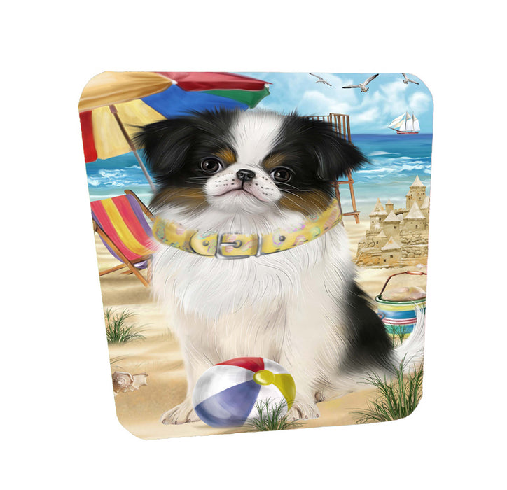 Pet Friendly Beach Japanese Chin Dog Coasters Set of 4 CSTA58152