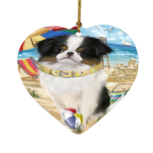 Pet Friendly Beach Japanese Chin Dog  Heart Christmas Ornament HPORA58913