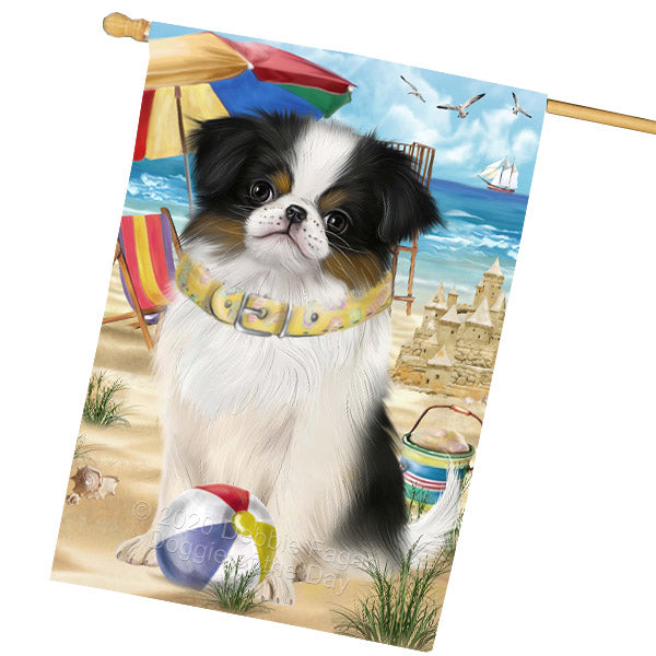 Pet Friendly Beach Japanese Chin Dog House Flag Outdoor Decorative Double Sided Pet Portrait Weather Resistant Premium Quality Animal Printed Home Decorative Flags 100% Polyester FLG68922