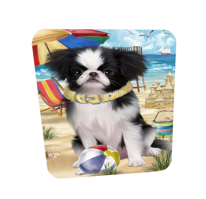 Pet Friendly Beach Japanese Chin Dog Coasters Set of 4 CSTA58153