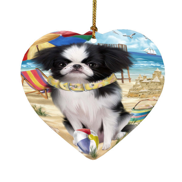 Pet Friendly Beach Japanese Chin Dog  Heart Christmas Ornament HPORA58914