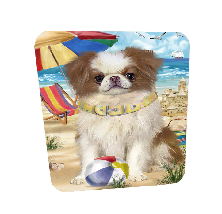 Pet Friendly Beach Japanese Chin Dog Coasters Set of 4 CSTA58154