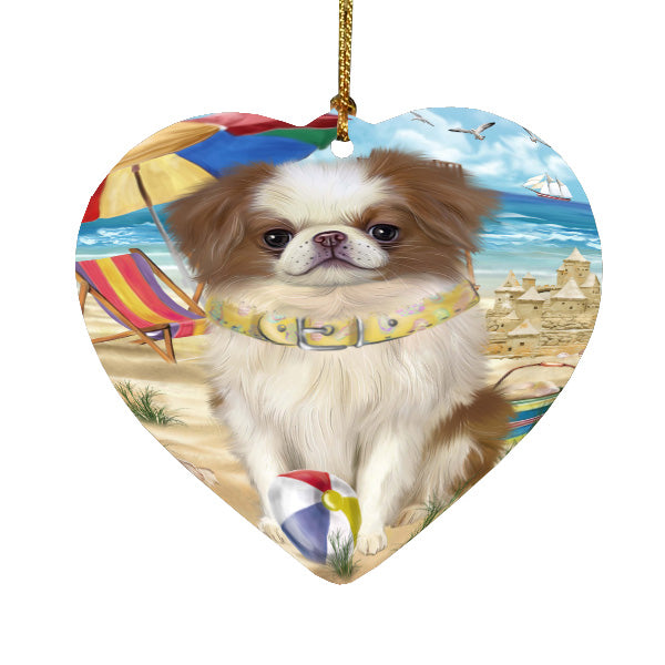 Pet Friendly Beach Japanese Chin Dog  Heart Christmas Ornament HPORA58915