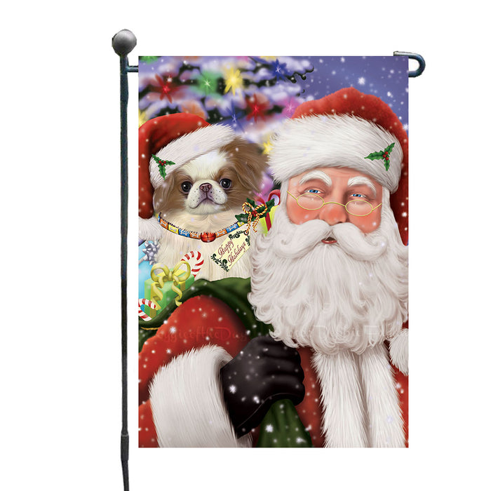 Christmas House with Presents Japanese Chin Dog Garden Flags Outdoor Decor for Homes and Gardens Double Sided Garden Yard Spring Decorative Vertical Home Flags Garden Porch Lawn Flag for Decorations GFLG68680