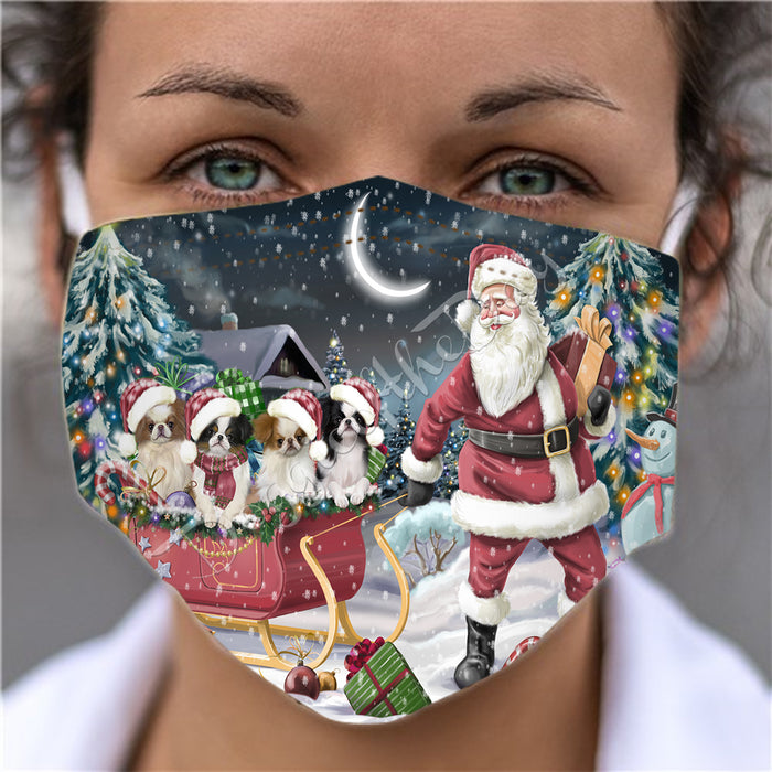 Santa Sled Dogs Christmas Happy Holidays Japanese Chin Dogs Face Mask FM49007