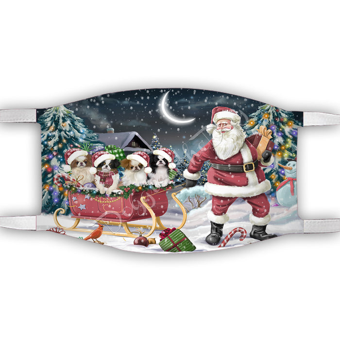Santa Sled Dogs Christmas Happy Holidays Japanese Chin Dogs Face Mask FM49007