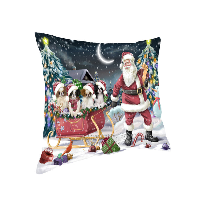 Christmas Santa Sled Japanese Chin Dogs Pillow with Top Quality High-Resolution Images - Ultra Soft Pet Pillows for Sleeping - Reversible & Comfort - Ideal Gift for Dog Lover - Cushion for Sofa Couch Bed - 100% Polyester