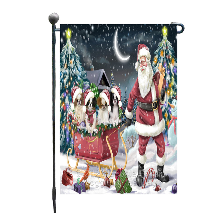 Christmas Santa Sled Japanese Chin Dogs Garden Flags Outdoor Decor for Homes and Gardens Double Sided Garden Yard Spring Decorative Vertical Home Flags Garden Porch Lawn Flag for Decorations