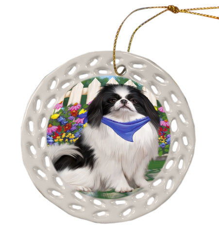Spring Floral Japanese Chin Dog Doily Ornament DPOR58939