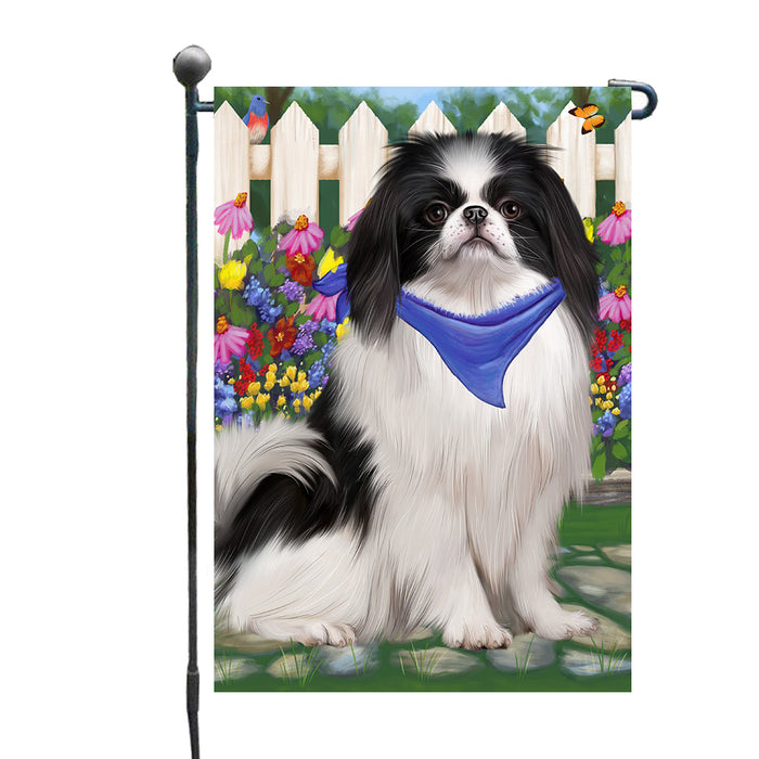 Spring Floral Japanese Chin Dog Garden Flags Outdoor Decor for Homes and Gardens Double Sided Garden Yard Spring Decorative Vertical Home Flags Garden Porch Lawn Flag for Decorations GFLG68278