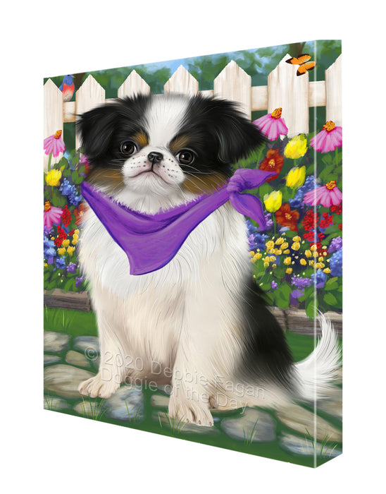 Spring Floral Japanese Chin Dog Canvas Wall Art - Premium Quality Ready to Hang Room Decor Wall Art Canvas - Unique Animal Printed Digital Painting for Decoration CVS486