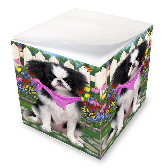 Spring Floral Japanese Chin Dog Note Cube NOC-DOTD-A57585
