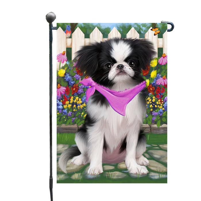 Spring Floral Japanese Chin Dog Garden Flags Outdoor Decor for Homes and Gardens Double Sided Garden Yard Spring Decorative Vertical Home Flags Garden Porch Lawn Flag for Decorations GFLG68280