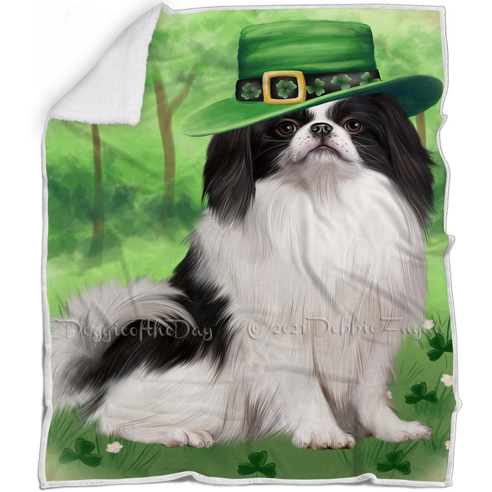 St. Patricks Day Irish Portrait Japanese Chin Dog Blanket BLNKT142352