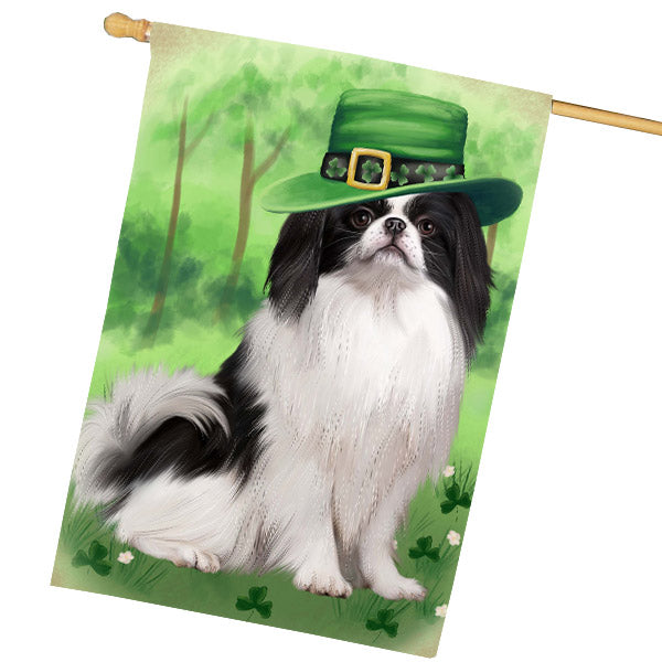 St. Patrick's Day Japanese Chin Dog House Flag Outdoor Decorative Double Sided Pet Portrait Weather Resistant Premium Quality Animal Printed Home Decorative Flags 100% Polyester FLG69729
