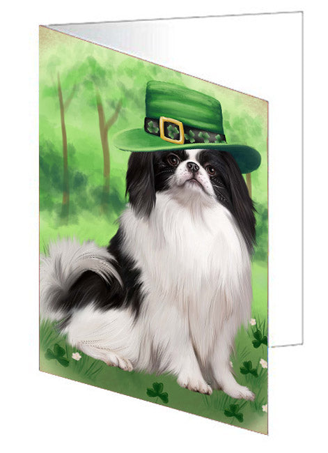 St. Patrick's Day Japanese Chin Dog Handmade Artwork Assorted Pets Greeting Cards and Note Cards with Envelopes for All Occasions and Holiday Seasons