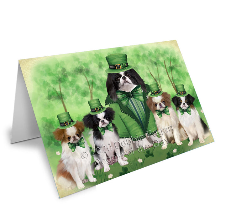 St. Patrick's Day Family Japanese Chin Dogs Handmade Artwork Assorted Pets Greeting Cards and Note Cards with Envelopes for All Occasions and Holiday Seasons