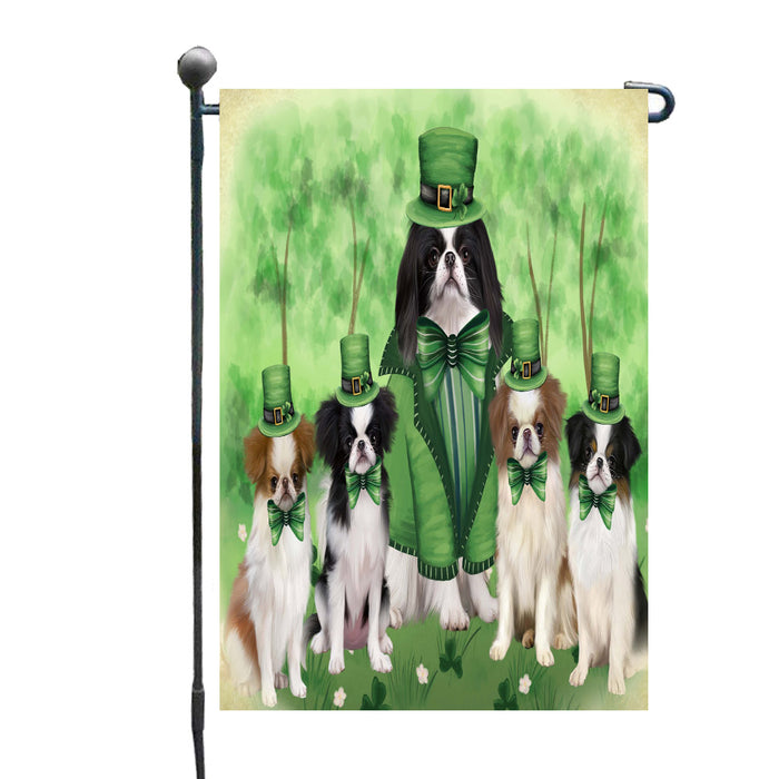 St. Patrick's Day Family Japanese Chin Dogs Garden Flags Outdoor Decor for Homes and Gardens Double Sided Garden Yard Spring Decorative Vertical Home Flags Garden Porch Lawn Flag for Decorations