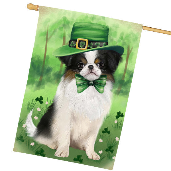 St. Patrick's Day Japanese Chin Dog House Flag Outdoor Decorative Double Sided Pet Portrait Weather Resistant Premium Quality Animal Printed Home Decorative Flags 100% Polyester FLG69730