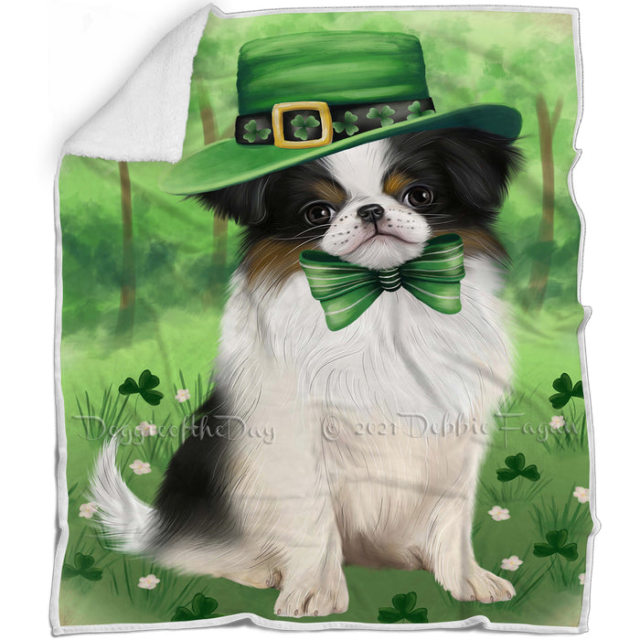 St. Patricks Day Irish Portrait Japanese Chin Dog Blanket BLNKT142354