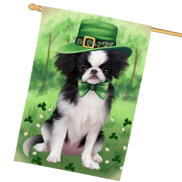 St. Patrick's Day Japanese Chin Dog House Flag Outdoor Decorative Double Sided Pet Portrait Weather Resistant Premium Quality Animal Printed Home Decorative Flags 100% Polyester FLG69731