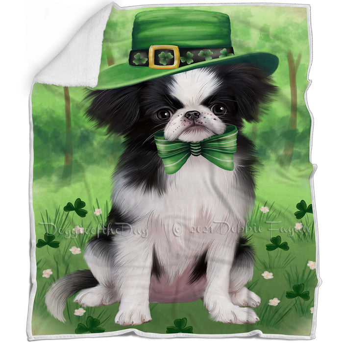 St. Patricks Day Irish Portrait Japanese Chin Dog Blanket BLNKT142355