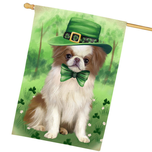 St. Patrick's Day Japanese Chin Dog House Flag Outdoor Decorative Double Sided Pet Portrait Weather Resistant Premium Quality Animal Printed Home Decorative Flags 100% Polyester FLG69732