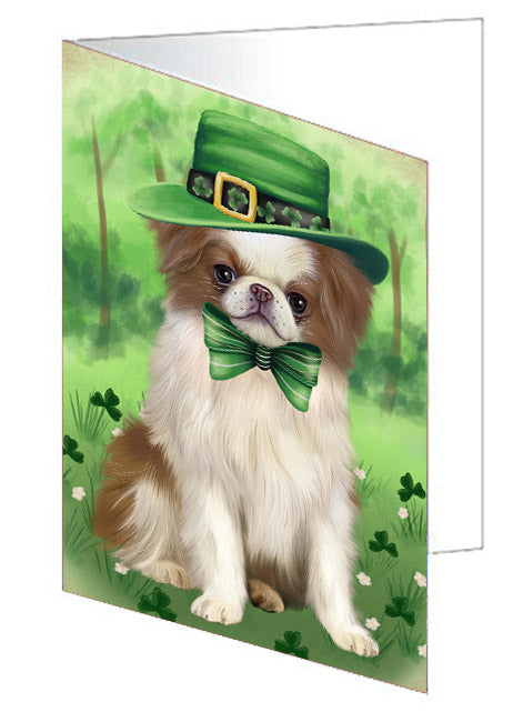 St. Patrick's Day Japanese Chin Dog Handmade Artwork Assorted Pets Greeting Cards and Note Cards with Envelopes for All Occasions and Holiday Seasons