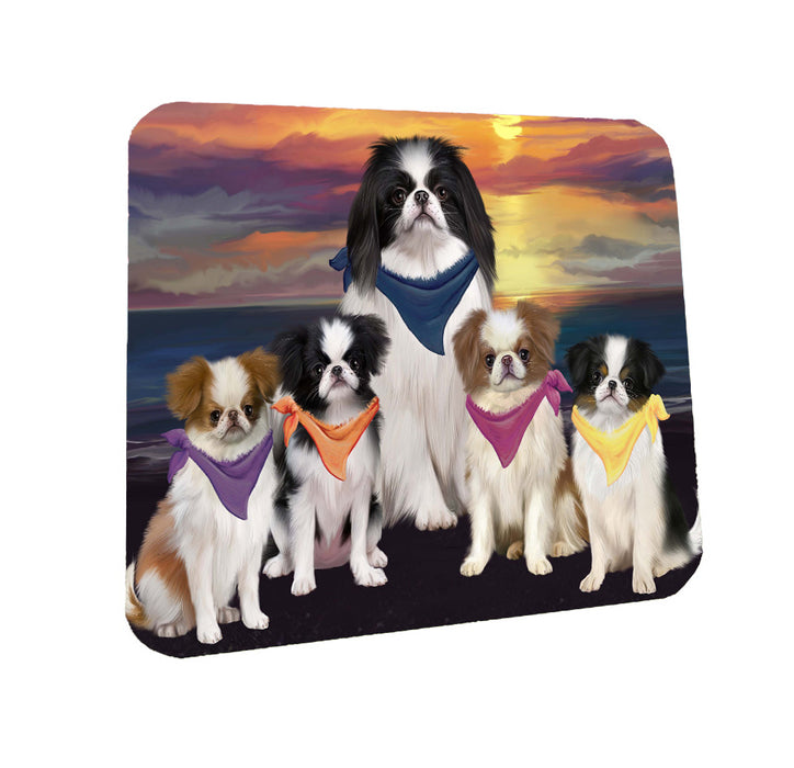 Family Sunset Portrait Japanese Chin Dogs Coasters Set of 4 CSTA58473