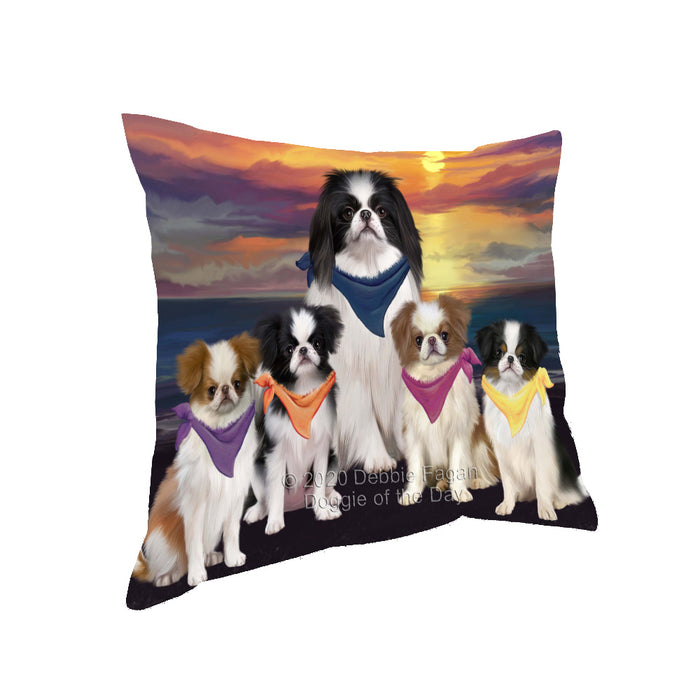 Family Sunset Portrait Japanese Chin Dogs Pillow with Top Quality High-Resolution Images - Ultra Soft Pet Pillows for Sleeping - Reversible & Comfort - Ideal Gift for Dog Lover - Cushion for Sofa Couch Bed - 100% Polyester