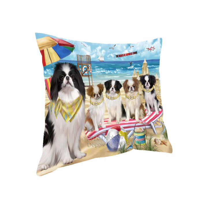 Pet Friendly Beach Japanese Chin Dogs Pillow with Top Quality High-Resolution Images - Ultra Soft Pet Pillows for Sleeping - Reversible & Comfort - Ideal Gift for Dog Lover - Cushion for Sofa Couch Bed - 100% Polyester