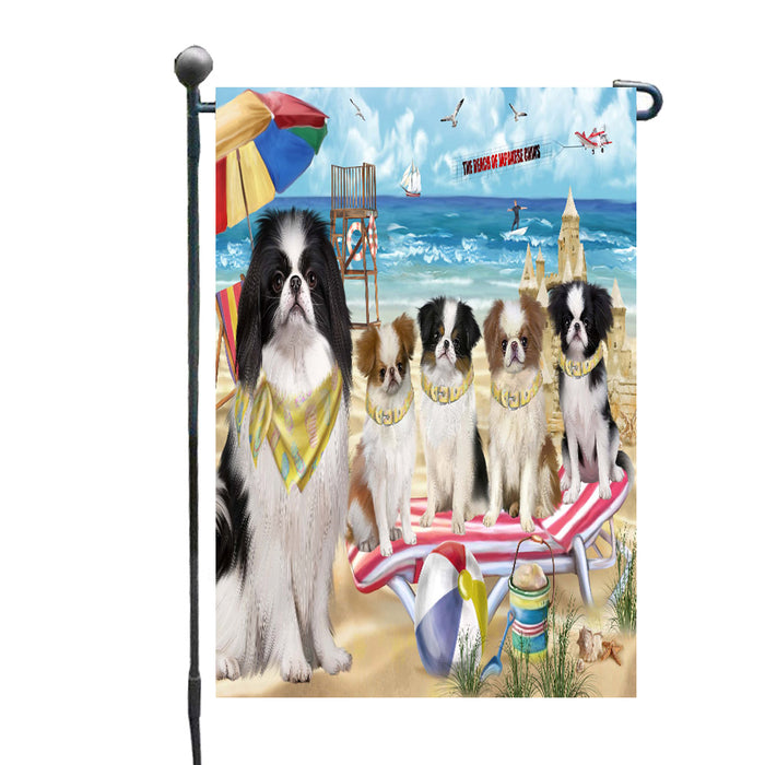 Pet Friendly Beach Japanese Chin Dogs Garden Flags Outdoor Decor for Homes and Gardens Double Sided Garden Yard Spring Decorative Vertical Home Flags Garden Porch Lawn Flag for Decorations