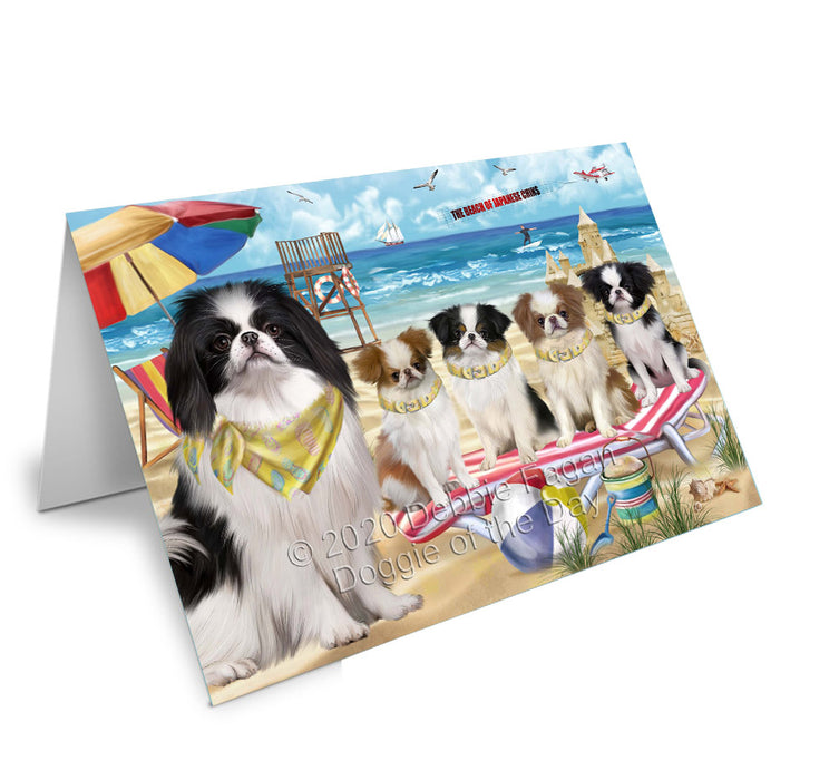Pet Friendly Beach Japanese Chin Dogs Handmade Artwork Assorted Pets Greeting Cards and Note Cards with Envelopes for All Occasions and Holiday Seasons
