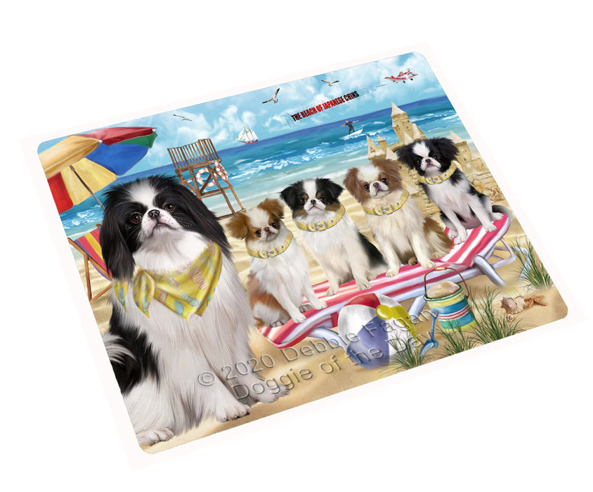Pet Friendly Beach Japanese Chin Dogs Cutting Board - For Kitchen - Scratch & Stain Resistant - Designed To Stay In Place - Easy To Clean By Hand - Perfect for Chopping Meats, Vegetables